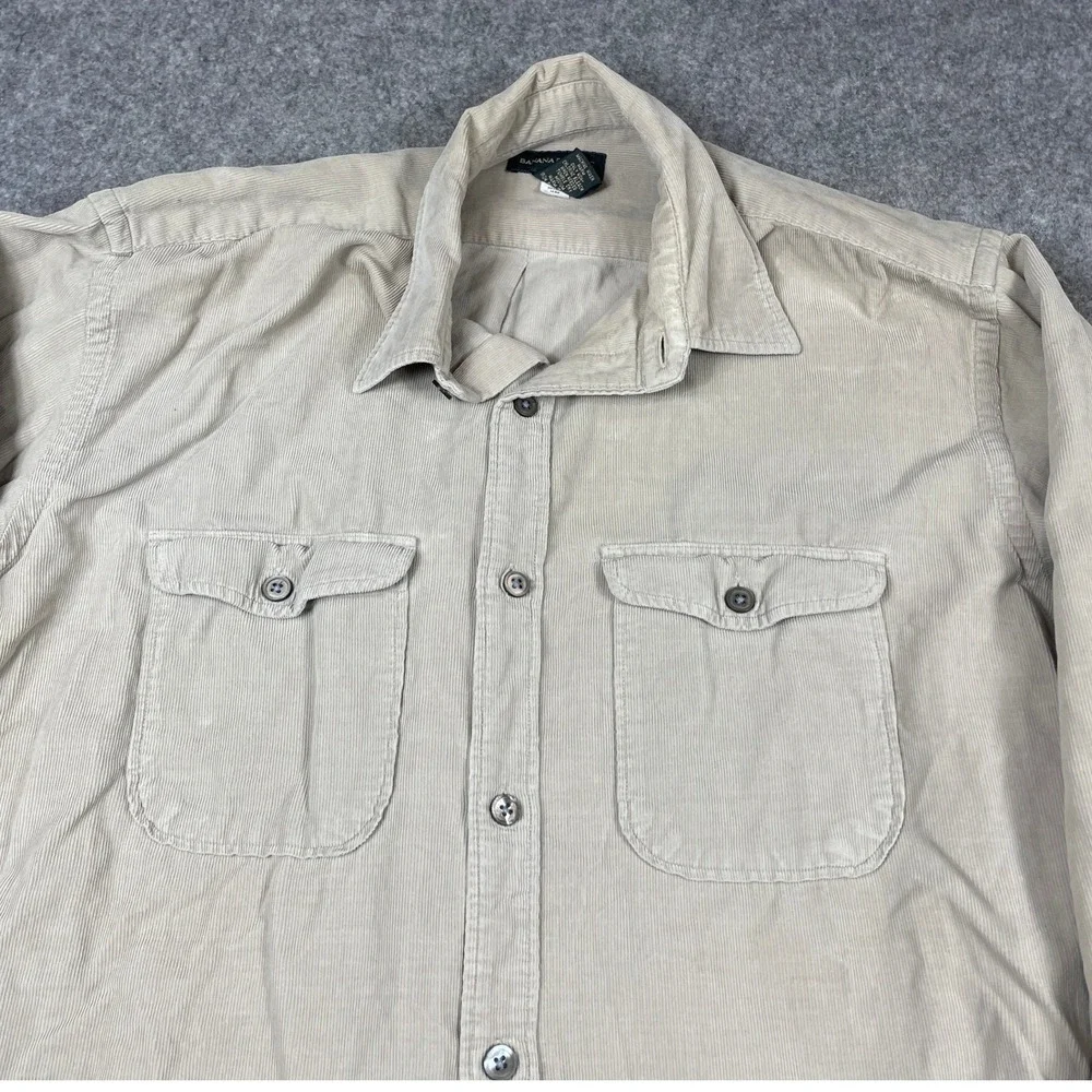 Banana Republic Mens Tan Corduroy Button Down Shirt Long Sleeve L 174696-5284